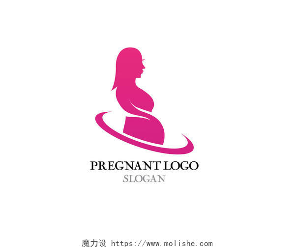 深红色月嫂机构怀孕logo
